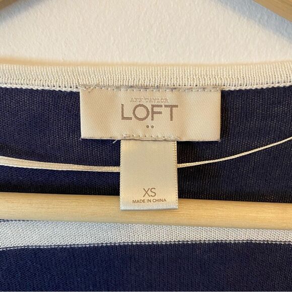 LOFT navy and white lightweight open cardigan size small.  100% cotton - Picture 3 of 7